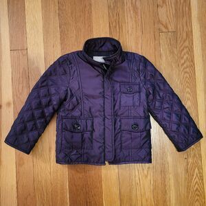 Burberry Girls Quilted Fall Jacket in Plum, Purple, Aubergine, Sz 3Y/98cm
